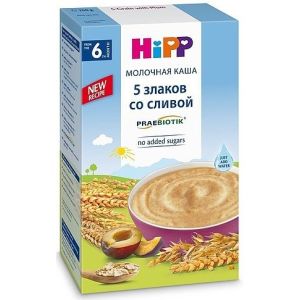Хипп каша 5 злаков со сливой молочная 250 гр.
