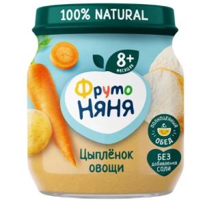 ФрутоНяня пюре цыплёнок с овощами 100 гр./12 шт.