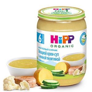 Хипп пюре овощной крем-суп с нежной телятиной 190 гр./6 шт.