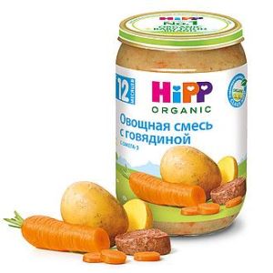 Хипп пюре овощная смесь с говядиной 190 гр./6 шт.