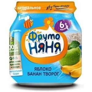 ФрутоНяня пюре яблоко и банан с творогом 100 гр./12 шт.