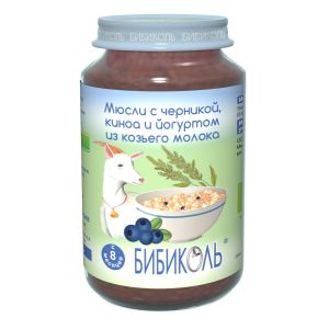 Бибиколь мюсли черника с киноа и йогуртом из козьего молока 190 гр./6 шт.