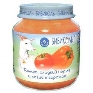 Бибиколь пюре томат и сладкий перец с козьим творожком 125 гр./6 шт.