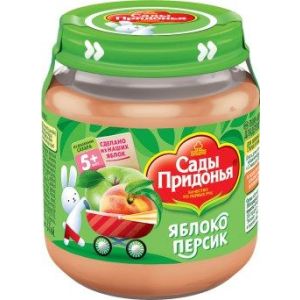 Сады Придонья пюре яблоко и персик 120 гр./12 шт.