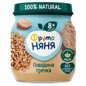 ФрутоНяня пюре говядина с гречкой  и морковью 100 гр./12 шт.