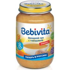 Бебивита суп-пюре овощной с говядиной 190 гр./6 шт.