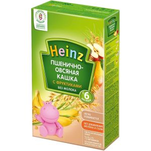 Хайнц каша пшенично-овсяная с фруктами без молока 200 гр.