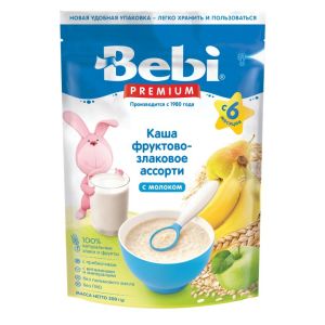 Беби Премиум каша фруктово-злаковое ассорти молочная 200 гр. Пауч