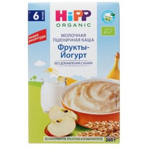 Хипп каша пшеничная фрукты-йогурт молочная 250 гр.