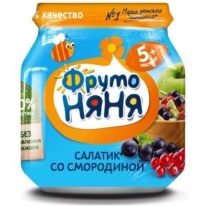 ФрутоНяня пюре салатик со смородиной 100 гр./12 шт.