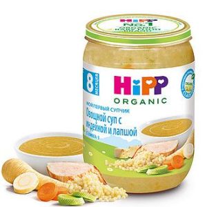 Хипп пюре овощной крем-суп с индейкой и лапшой 190 гр./6 шт.