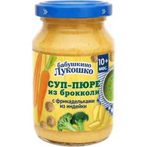 Бабушкино Лукошко суп-пюре из брокколи с фрикадельками из индейки 190 гр./6 шт.
