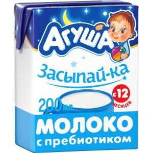 Агуша молоко с пребиотиками 2,5% 200 мл.