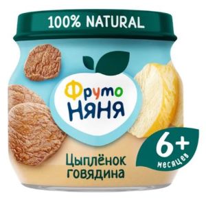 ФрутоНяня пюре цыпленок с говядиной 80 гр./12 шт.