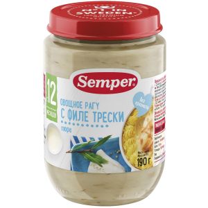 Семпер пюре овощное рагу с филе трески 190 гр./12 шт.