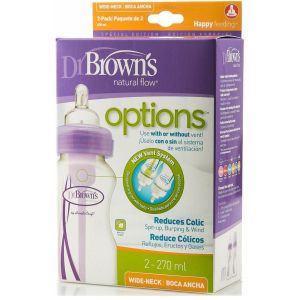 Доктор Браун Оптионс набор пластиковых бутылочек, широкое горло, силиконовая соска с 0 мес. 270 мл. 2 шт. 92505