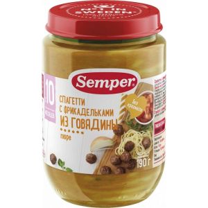 Семпер пюре спагетти с фрикадельками из говядины 190 гр./12 шт.