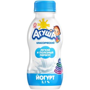Агуша йогурт питьевой классический 3,1% 180 мл.