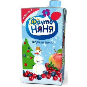 Фрутоняня сок Ягодная зима яблоко, черника, клюква и малина 500 мл.