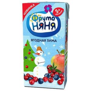 Фрутоняня сок Ягодная зима яблоко, черника, клюква и малина 200 мл./18 шт.