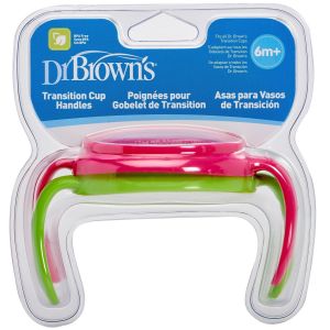 Доктор Браун ручки для поильников 070 Розовый и зелёный