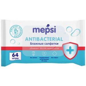 Мепси влажные салфетки антибактериальные 64 шт.
