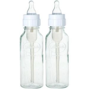 Доктор Браун набор бутылочек стеклянных, стандартное горло, силиконовая соска с 0 мес. 240 мл.2 шт. 263