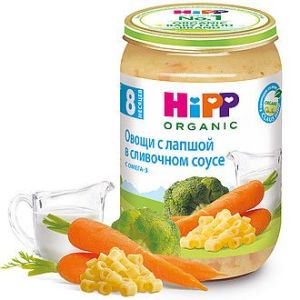 Хипп пюре овощи с лапшой в сливочном соусе 220 гр./6 шт.