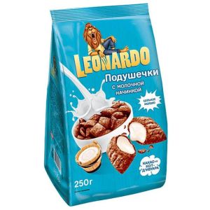 Леонардо шоколадные подушечки с молочной начинкой 250 гр. 147