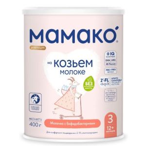 Мамако Премиум 3 напиток на основе козьего молока с олигосахаридами 400 гр.