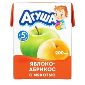 Агуша сок яблоко и абрикос с мякотью 200 мл.