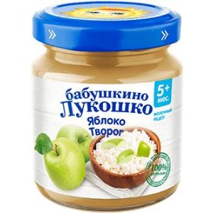 Бабушкино Лукошко пюре яблоко с творогом 100 гр./6 шт.