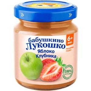 Бабушкино Лукошко пюре яблоко и клубника 100 гр./6 шт.