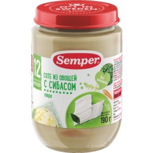 Семпер пюре соте из овощей с сибасом 190 гр./12 шт.