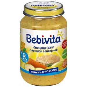Бебивита пюре овощное рагу с телятиной 190 гр./6 шт.