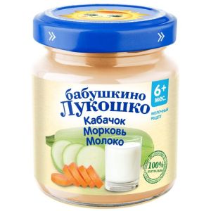 Бабушкино Лукошко пюре кабачок, морковь с молоком 100 гр./6 шт.