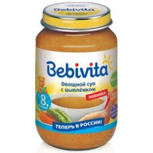 Бебивита суп-пюре овощной с цыпленком 190 гр./6 шт.