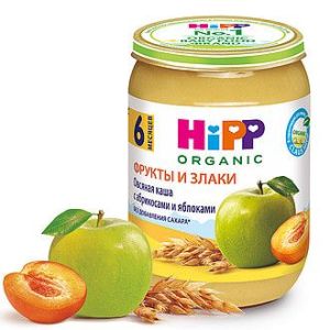 Хипп пюре овсяная каша с абрикосами и яблоками 190 гр./6 шт.