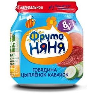 ФрутоНяня пюре говядина, цыплёнок и кабачок 100 гр./12 шт.