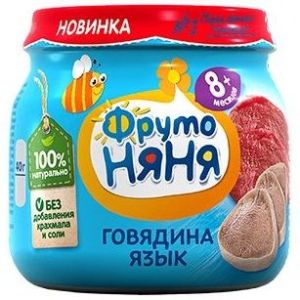 ФрутоНяня пюре говядина с языком 80 гр./12 шт.