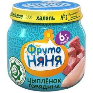 ФрутоНяня халяль пюре цыплёнок с говядиной 80 гр./12 шт.